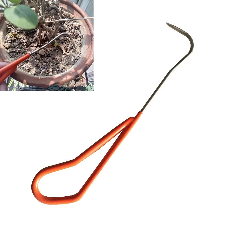 

Stainless Steel Hook Claw Bonsai Soil Loosening Rake Tools with Wooden Handle Root Remover Garden Puller Potted Weeding Tool