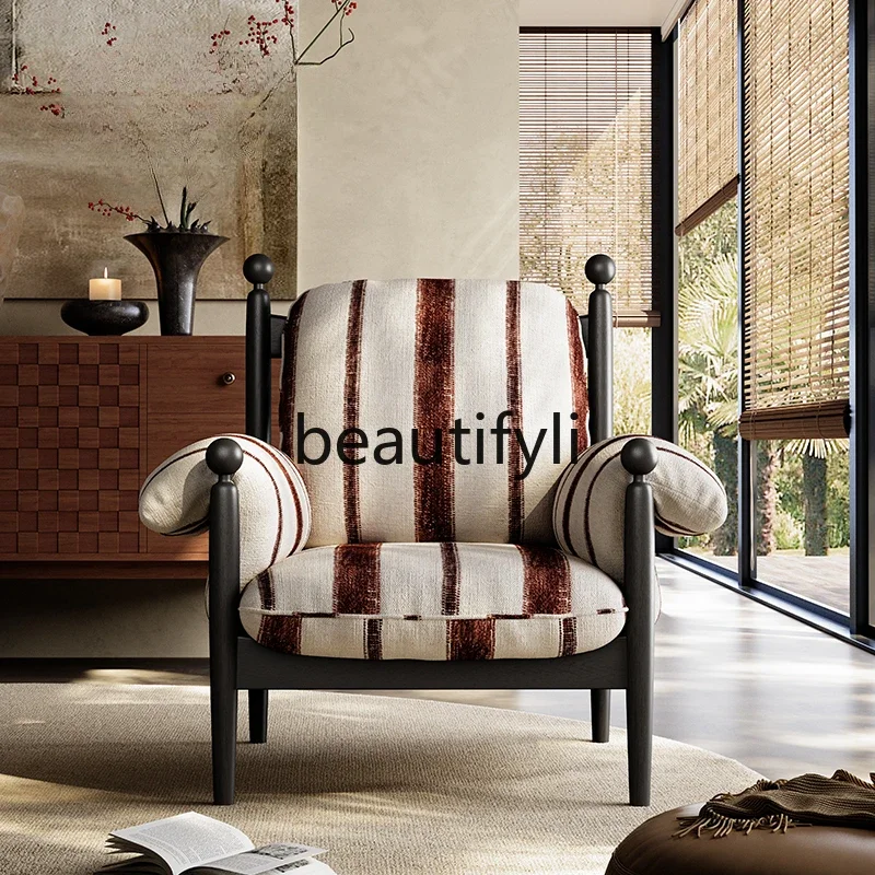 

Living room single sofa French ash wood high-end retro medieval single chair