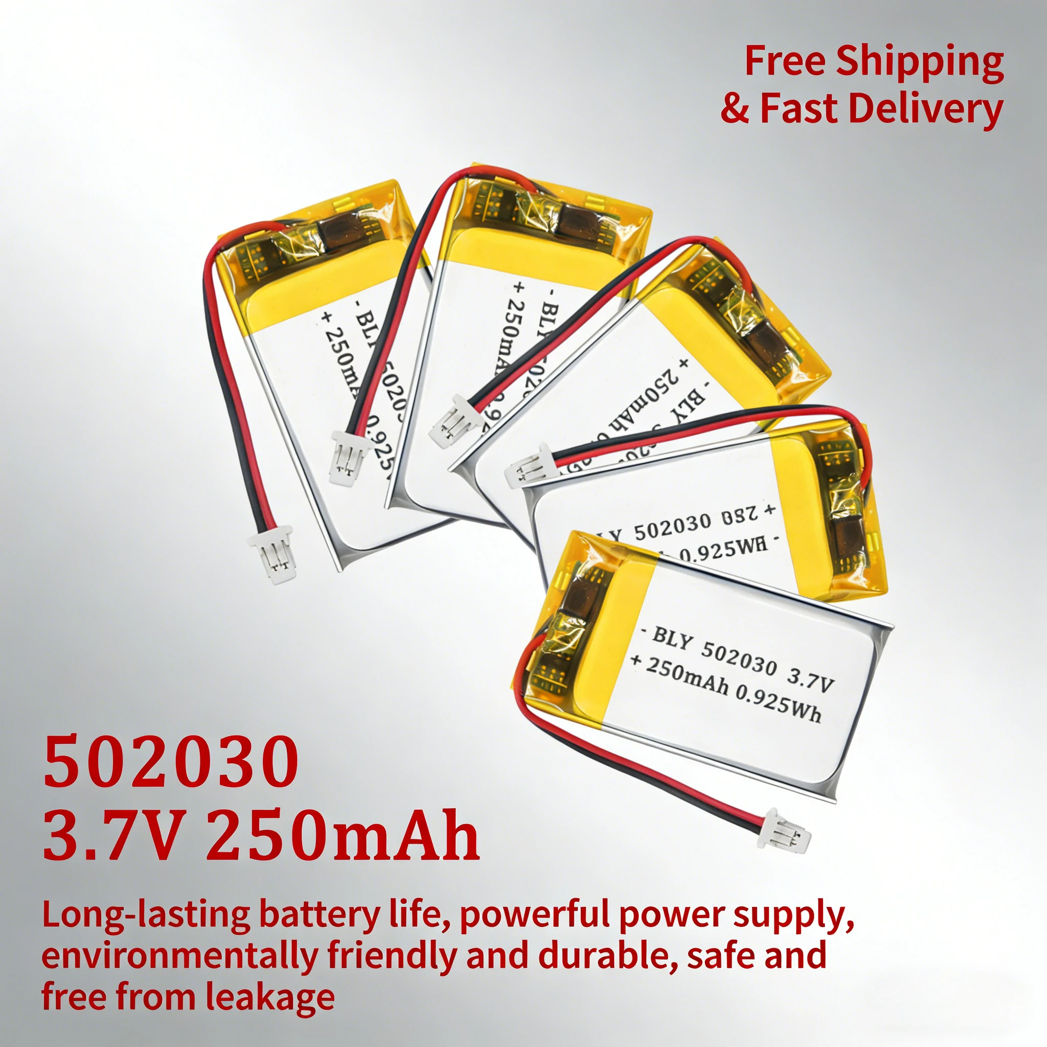 

5 шт. 3.7V 502030 250 мАч литий-полимерные аккумуляторы (LiPo) для MP3, GPS, светодиодных фонарей, косметических приборов, записывающих ручек