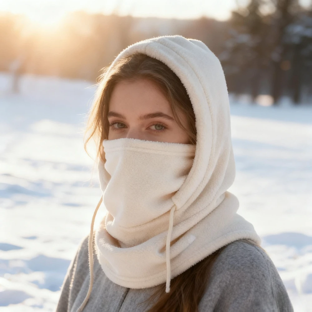 1 Stück Winter-Fleece-Halswärmer-Sturmhaube, verstellbare Kapuze mit Kordelzug, leichte, weiche Unisex-Skimaske für Radfahren, Outdoor-Sportarten