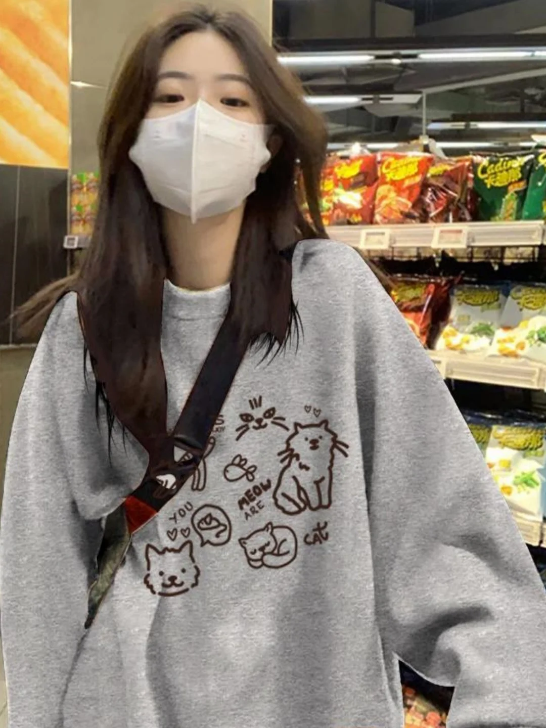 

Новая женская толстовка оверсайз из полиэстера с длинным рукавом, утепленная, без капюшона, в американском стиле, для ранней осени и зимы