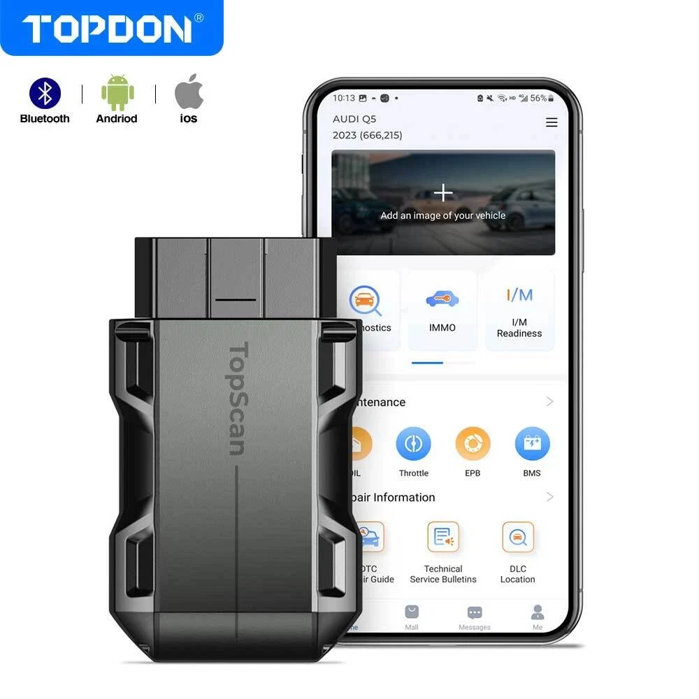 TOPDON Topscan Lite Wireless OBD2 Diagnostic Tool Full System Scanner Bi-directional Active Test Code Reader Car Repair Tools
