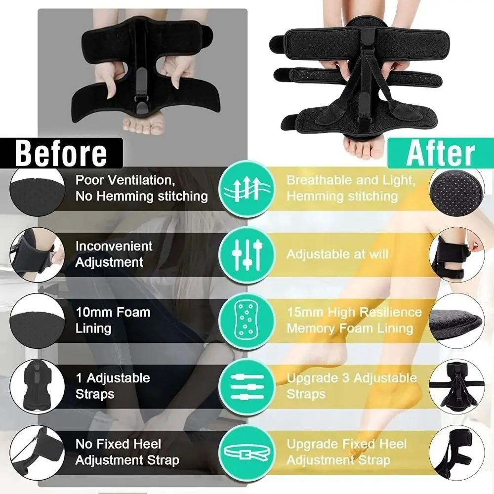 

3-бретельки, шина для подошвенного фасциита, регулируемый фиксированный ортопедический бандаж для стопы, растягивающийся компрессионный бандаж