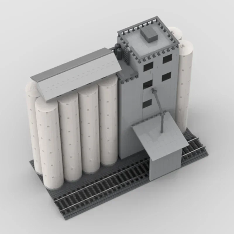 Street View Model Moc Building Bricks Grain Elevator And Silos Technology Modular Blocks Toy DIY Sets Assembly