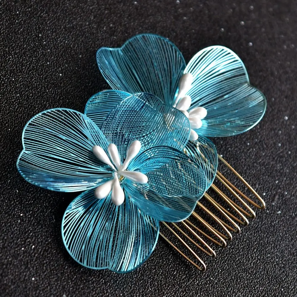 Bride Wedding Hair Combs Gold/Silver Color Alloy Flower Hairpin Clips for Women Birthday Party Headpiece Bridesmaid Hair Jewelry