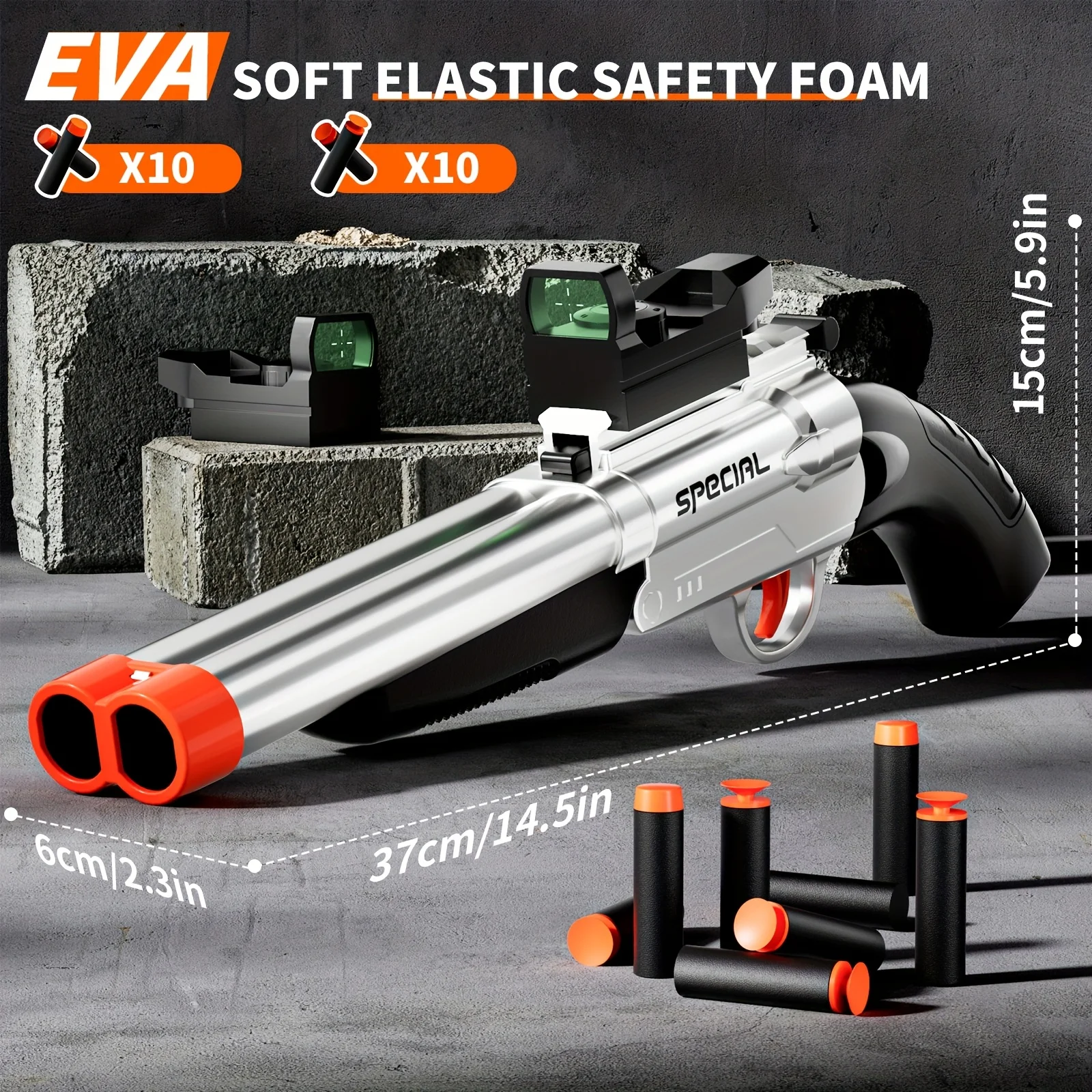 Speelgoedpistool Zachte kogels, geweer Kort dubbel vat Shotgun Speelgoed Schuimblasters met EVA-darts, schietspellen Onderwijs speelgoedmodel