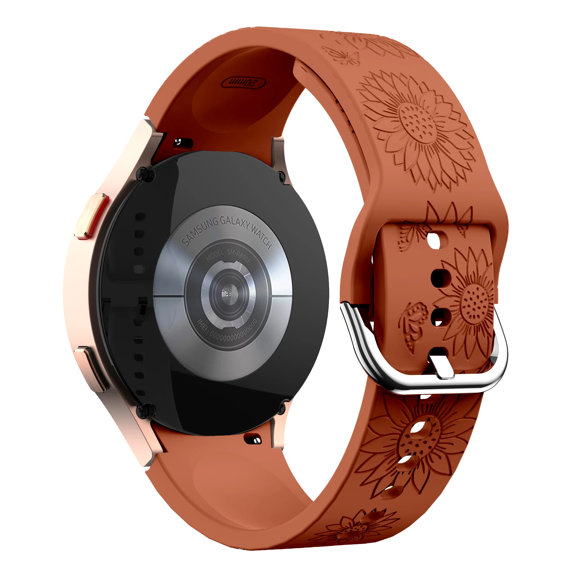 Bracelet en silicone gravé Boho pour femme, bande décorative, compatible avec Samsung Galaxy Watch 6 5 4 Classic, 43mm