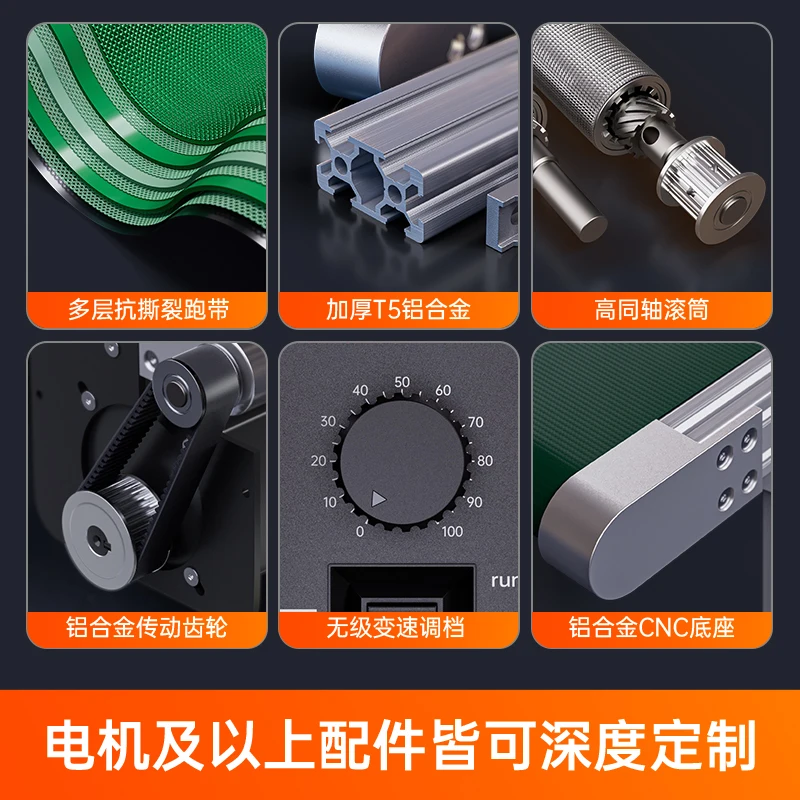 Conveyor Machine with Aluminum Alloy Frame DC Motor Inside Length 1000mm*100mm Linear Speed 100mm/s Automatic Conveyor Roller