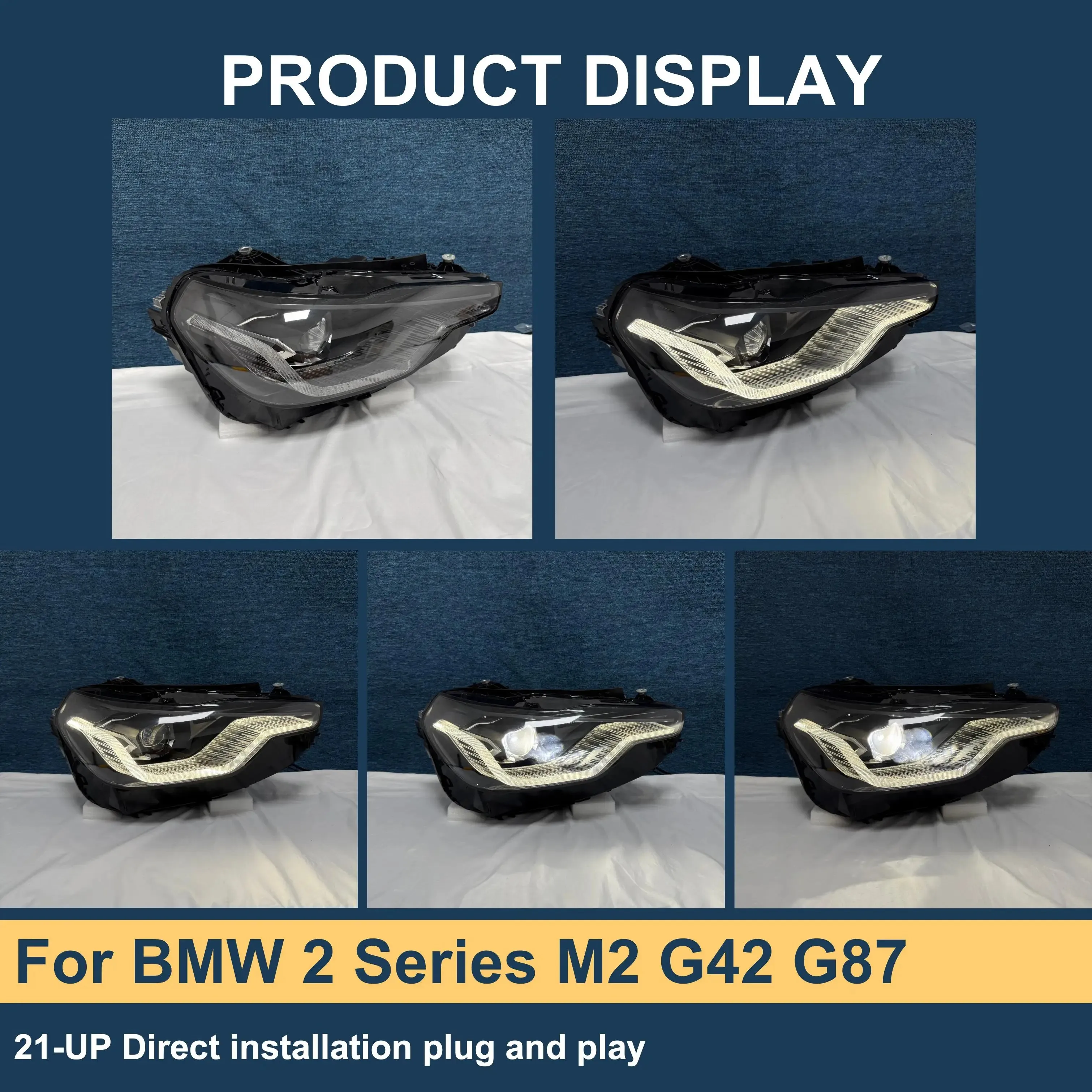 Vehicle Parts Yellow White Switch Via Highbeam Headlight For BMW 2 Series M2 G42 G87 2021-UP Car Headlights Led