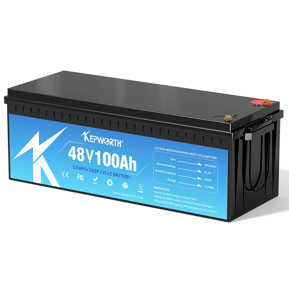KEPWORTH 48V 100Ah LiFepo4 Battery Build in 200A Bluetooth BMS,Perfect for Golf Carts, Boat, Trolling Motor, Lawn Mower, Solar