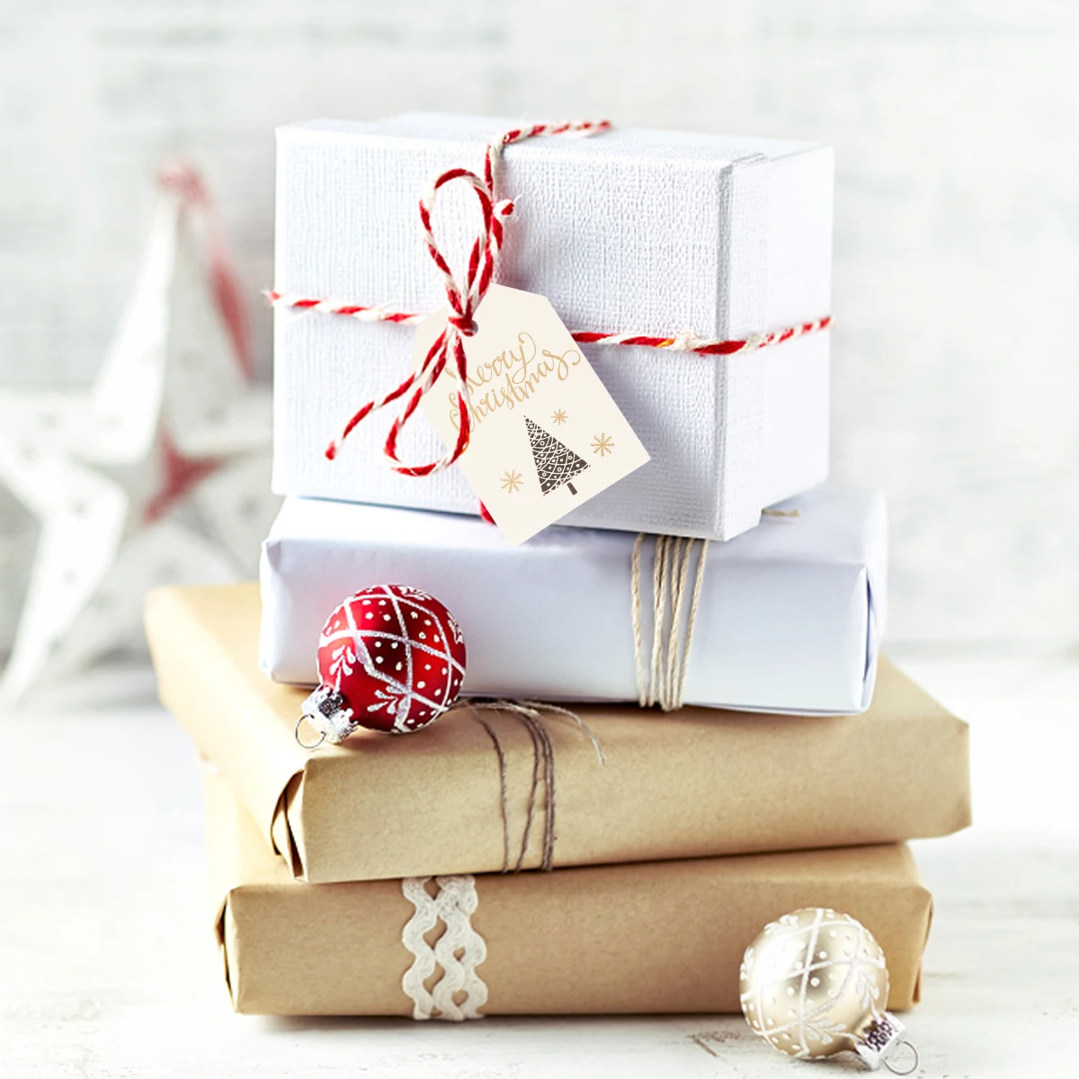 100 Pcs Christmas Labels for Gifts Tree Bookmark Card Cardstock Bookmarks White