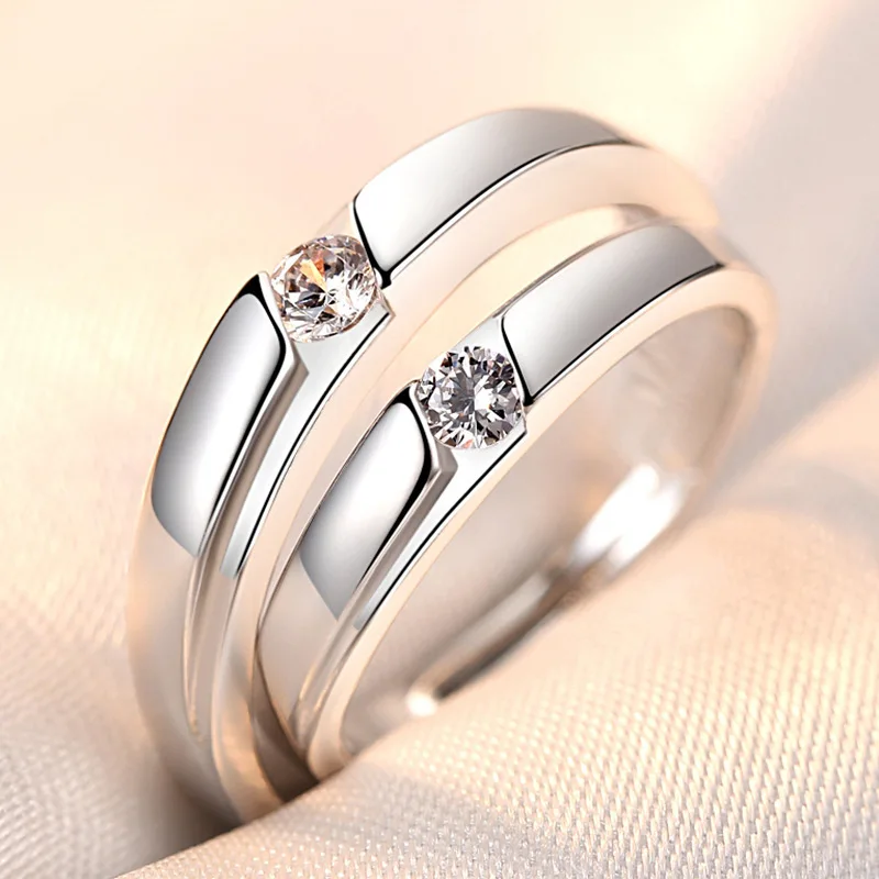2PCS New 925 Sterling Silver Couple Ring 5A Zircon for Women Men Wedding Luxury Jewelry Charm Party Fashion High Quality Ring