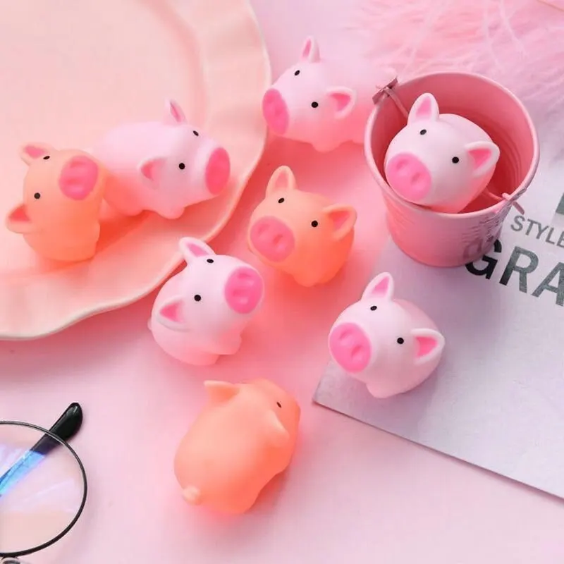 10pcs Pink Cartoon Pig Decompression Venting Toys Stress Relief Toys Button Gift For Children Release Stress