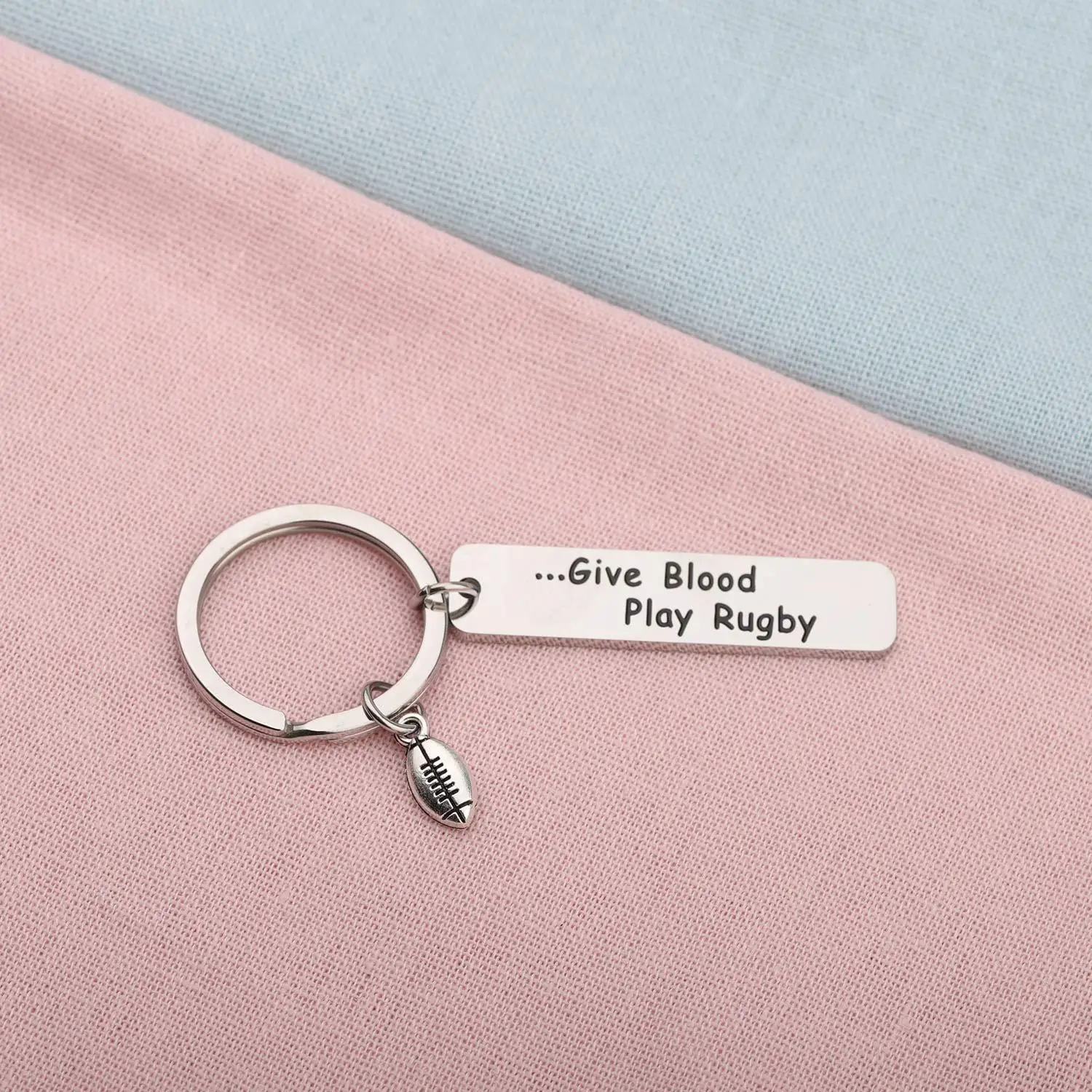 Stainless Steel Keyring Rugby Player Coach Gift Give Blood Play Rugby Keychain Rugby Fanatic Gift Sports Fan for Men Woman