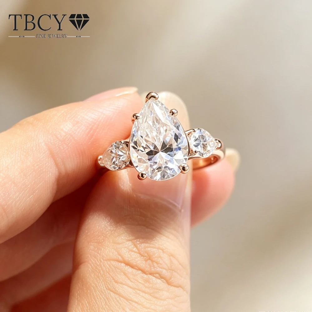 TBCYD 6CT D Color Moissanite Ring S925 Silver Ring Anniversary Gift Ring for Women's Wedding Bridal Jewelry Party Gift