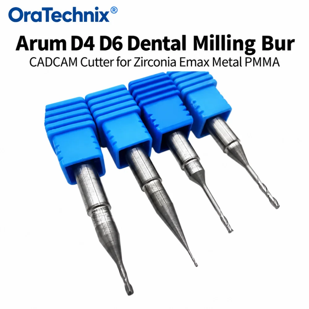 1PC Arum Dental Milling Bur For Zirconia/Emax/Metal/PMMA D4/D6 Diamond Coating CAD Arum CAM System Grinding Drills