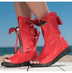 NEW Black White Peep Toe Flat Platform Gladiator Sandals Women Summer Boots Ladies Casual Shoes Sandales Femmes Sandalias Mujer