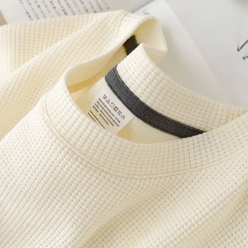 Men's New Summer Waffle Round Neck Short Sleeve T-Shirt Comfortable Breathable Short-Sleeved Top for Casual Wear, image 6