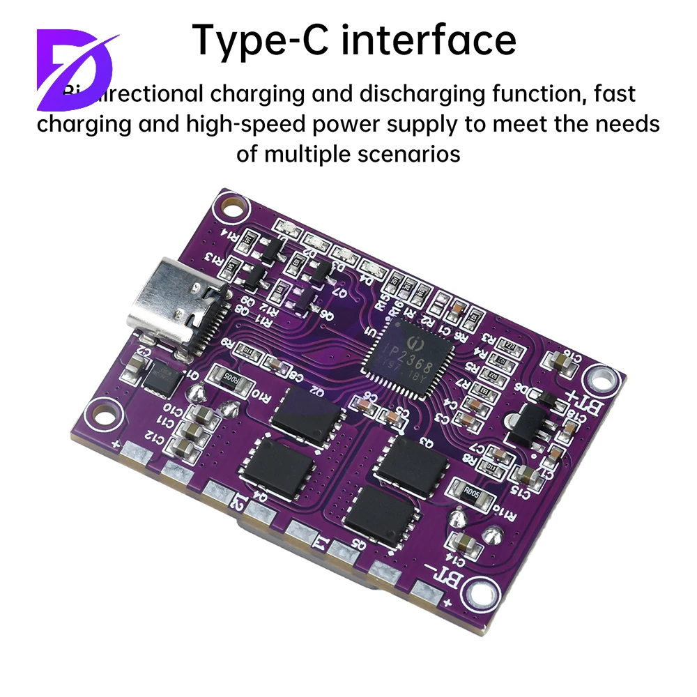 IP2368 ثنائي الاتجاه 100 واط وحدة شحن سريع باك دفعة نوع-c واجهة بطارية ليثيوم عالية الطاقة شحن لوح حماية