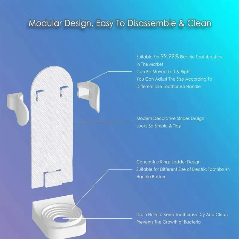 Electronic Toothbrush Holder Wall Mounted Adhesive Toothbrush Holders Toothbrush Organizer to Saving Space and Keep Drying