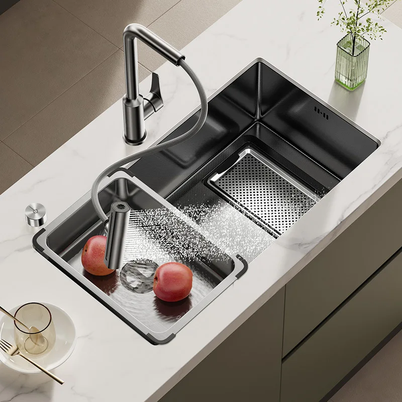 304 stainless steel vegetable washing basin sink large single tank under the counter basin rice grain slag collection new