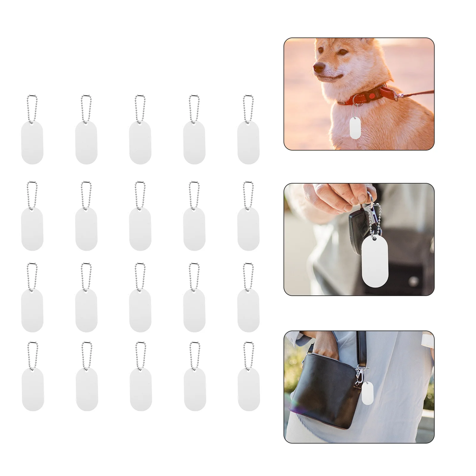 

20Pcs Pet Identity Tag Aluminum Alloy DIY Heat Transfer Anti-Lost Hanging Label for Dog Cat Rabbit Collar Personalized Metal Pet