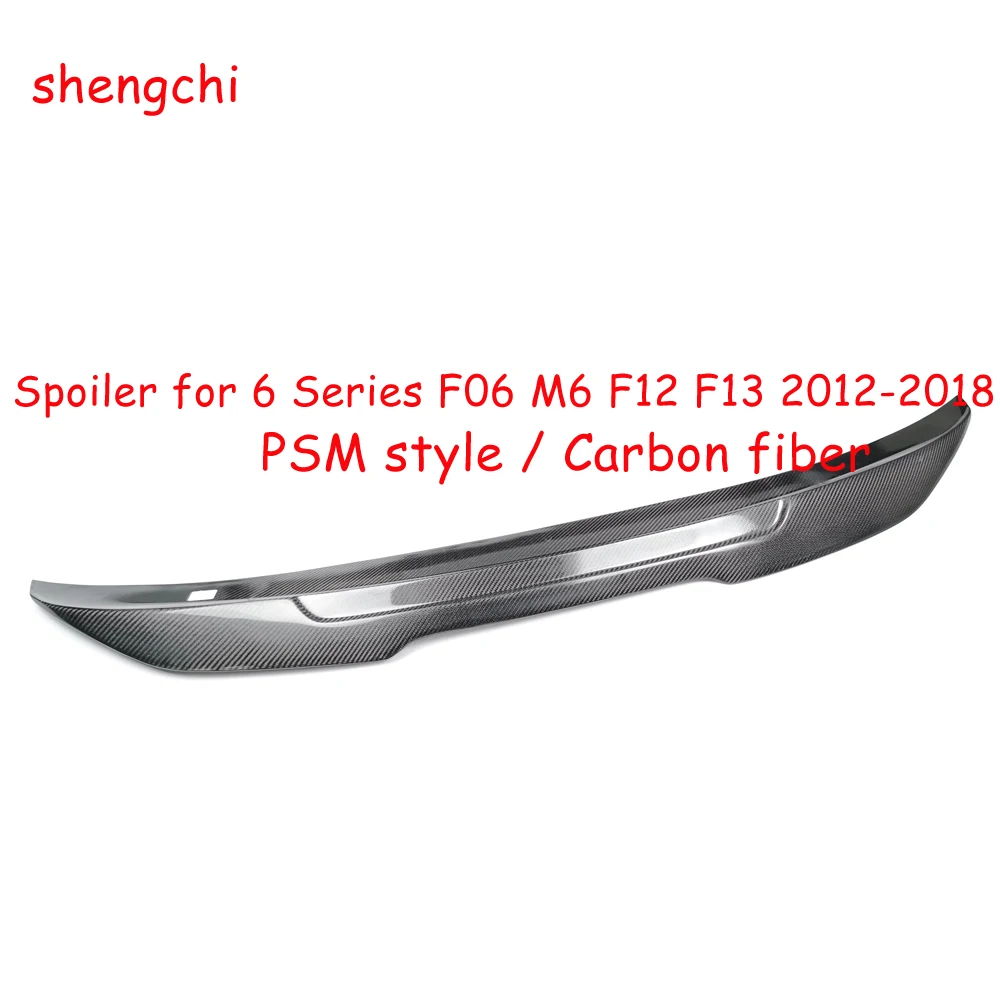 PSM Style Carbon Fiber Rear Trunk Deck Spoiler Car Tail Wing For BMW 6 Series F06 & M6 F12 F13 2012-2018 640i 640d 650i Boot Lid