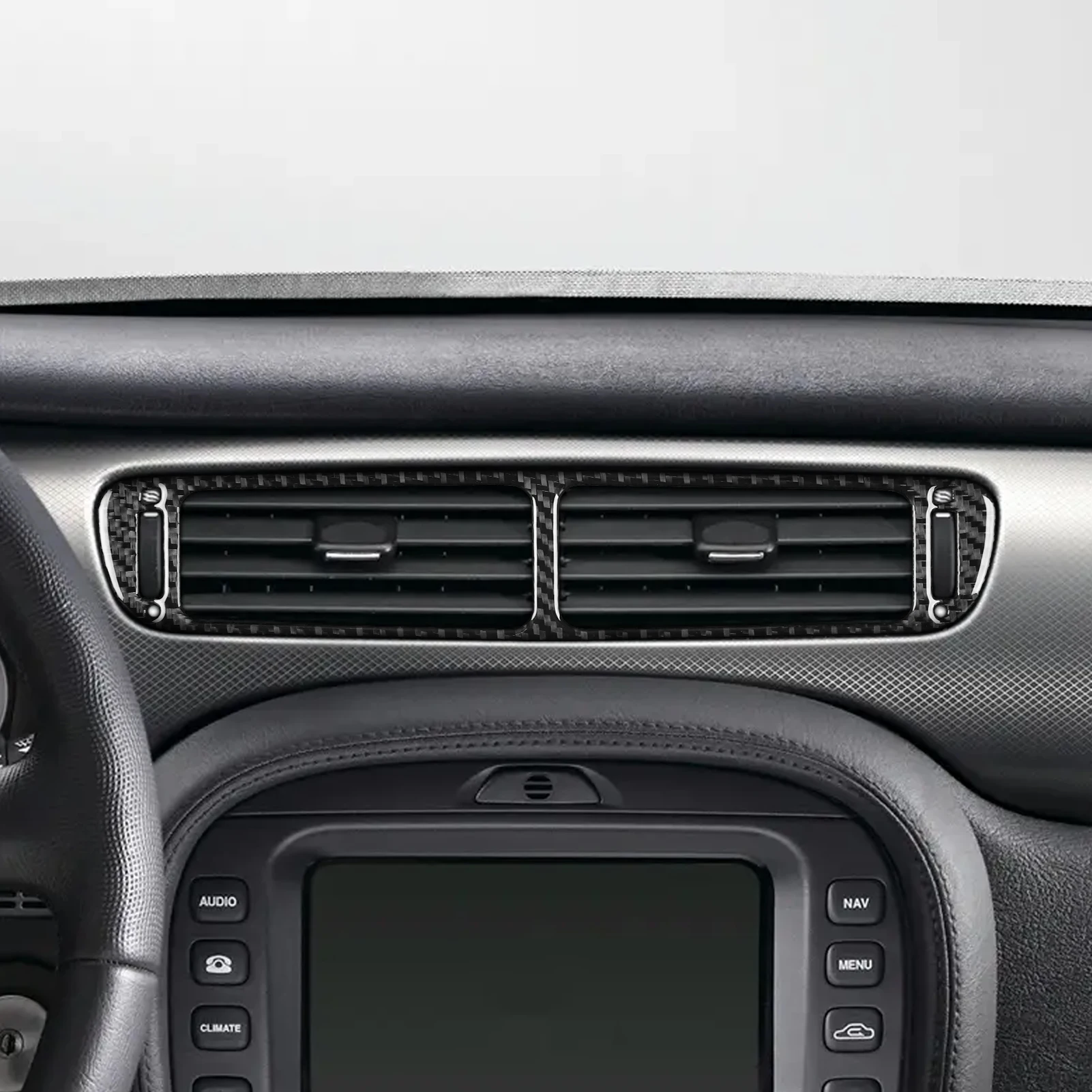 For Jaguar X-TYPE 2001-2009 Real Carbon Fiber Stickers Central Air Conditioning Outlet Panel Car Accessories Interior Decorative - view 3