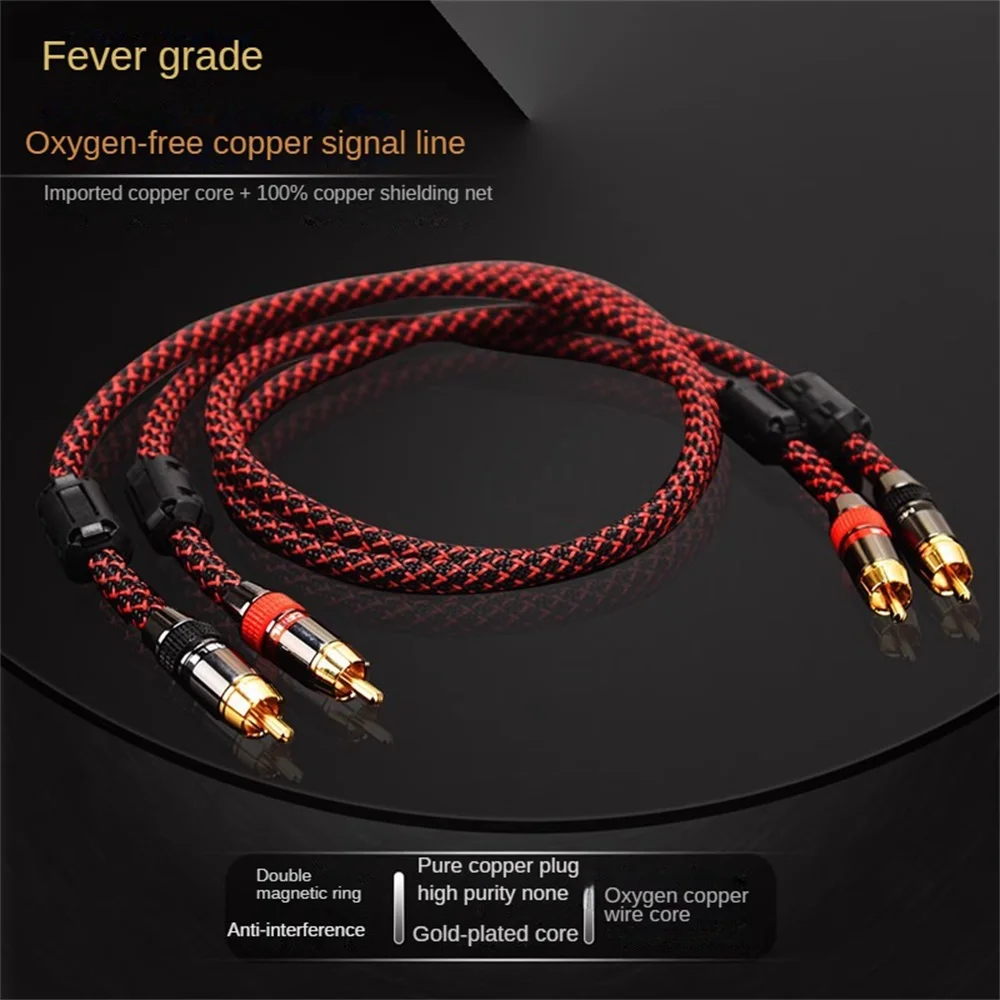 Hi-Fi Fine RCA Cable High Quality 4N OFC HIFI 2RCA-2RCA Male to Male Audio Cablemain core independent shielding One pair