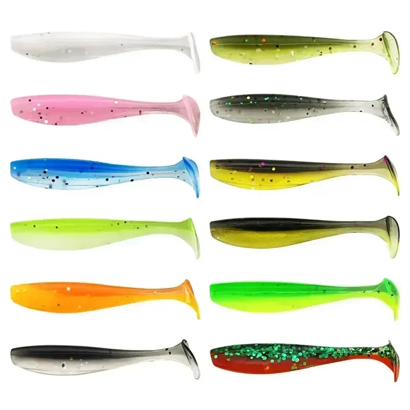 MUKUN 10PCS Micro Soft Fishing Lures 0.5g/40mm T-tail Worm Lure Small Artificial Bait Jig Wobblers Bass Pike Fishing Tackle