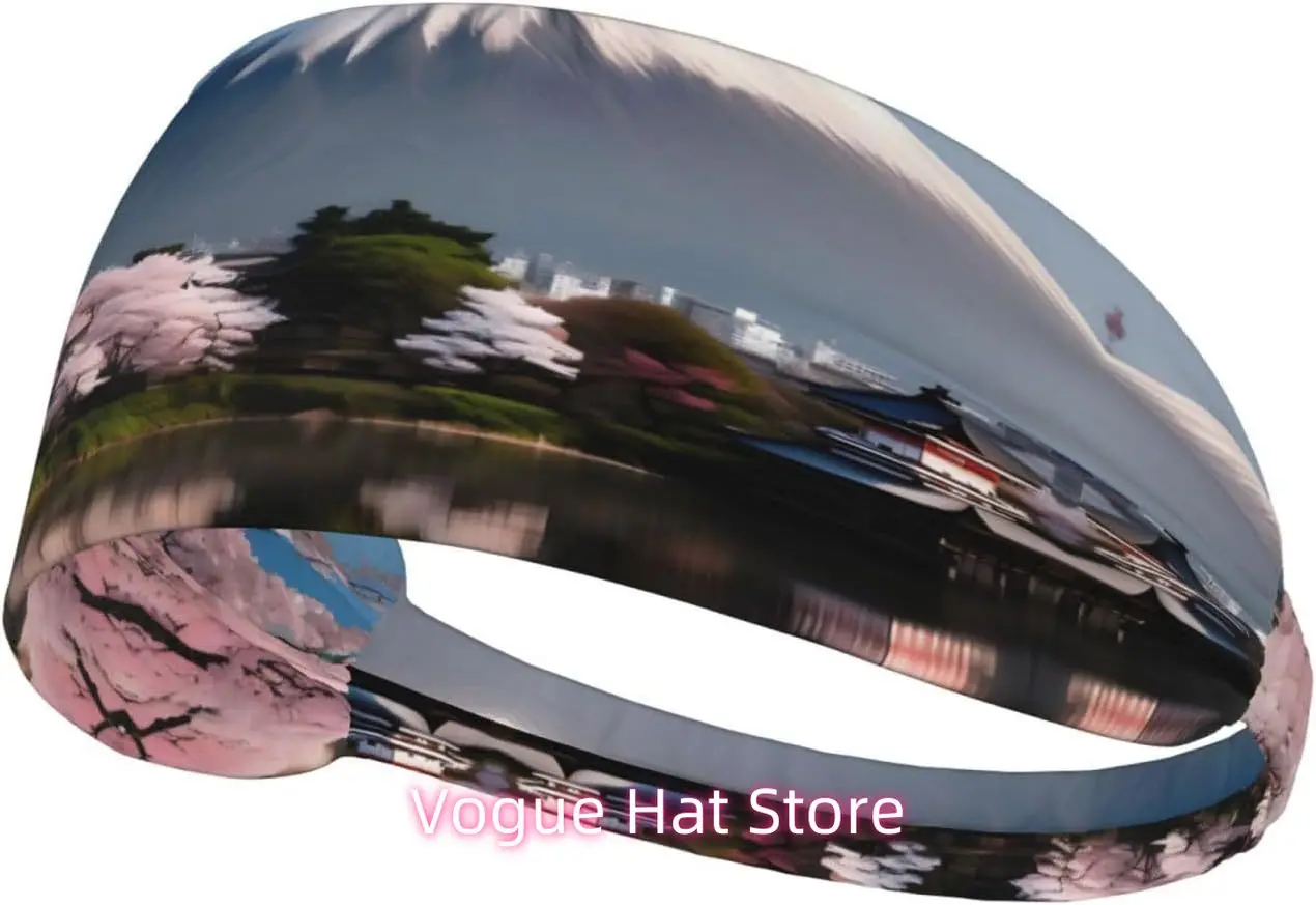 

Mt. Fuji in Early Spring Elastic Exercise Headband, Fitness Exercise Yoga Cycling Headband, Outdoor Sports Elastic Sweat-Absorbi