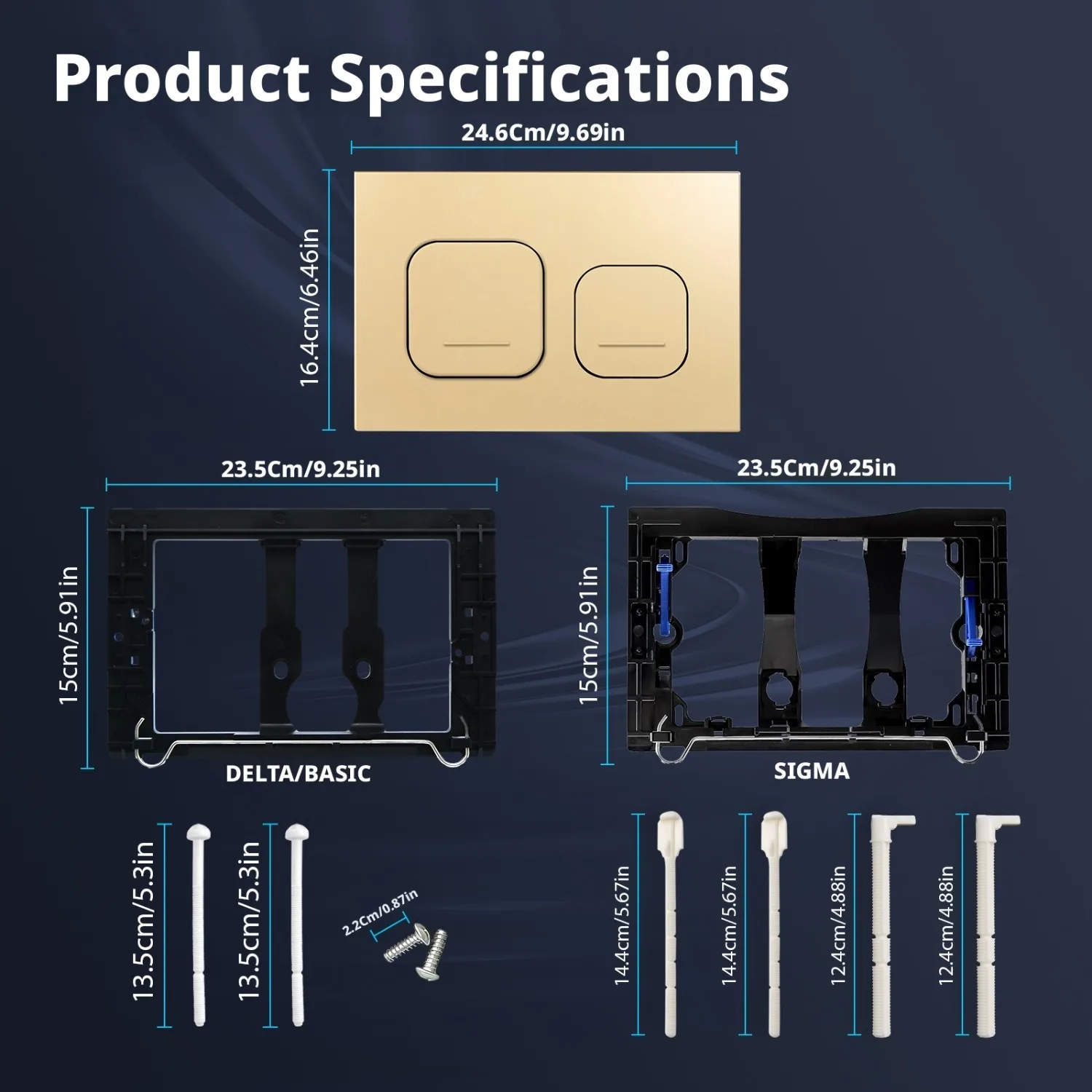 Dual Flush Push Plate Compatible with Geberit Sigma And Delta 21 Series Solid Color Button Concealed Wall Toilet Tank Components