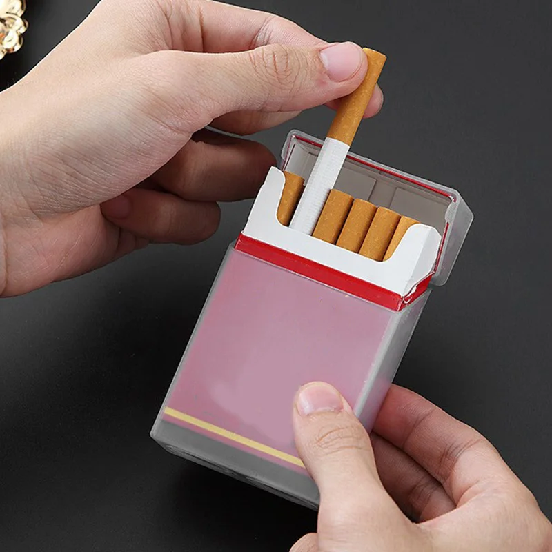 

Transparent Cigarette Case for Men Portable 20 Count Soft Hard Pack Universal FlipTop Cigarette Shell Cover Box