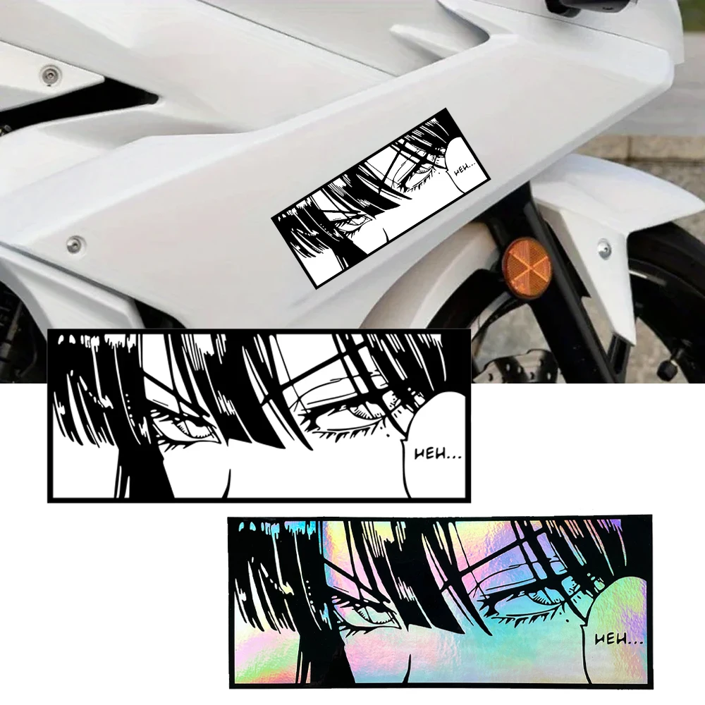 JDM Anime Girl Peeking Eyes Motorcycle Stickers Waterproof Moto Helmet Side Panels Fuel Tank Fairing Vinyl Decals Accessories