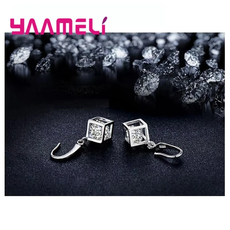 925 Sterling Silver Color Necklaces Earrings Jewelry Sets Hot Sale Cubic Zircon Women Girls Engagement Anniversary Accessory