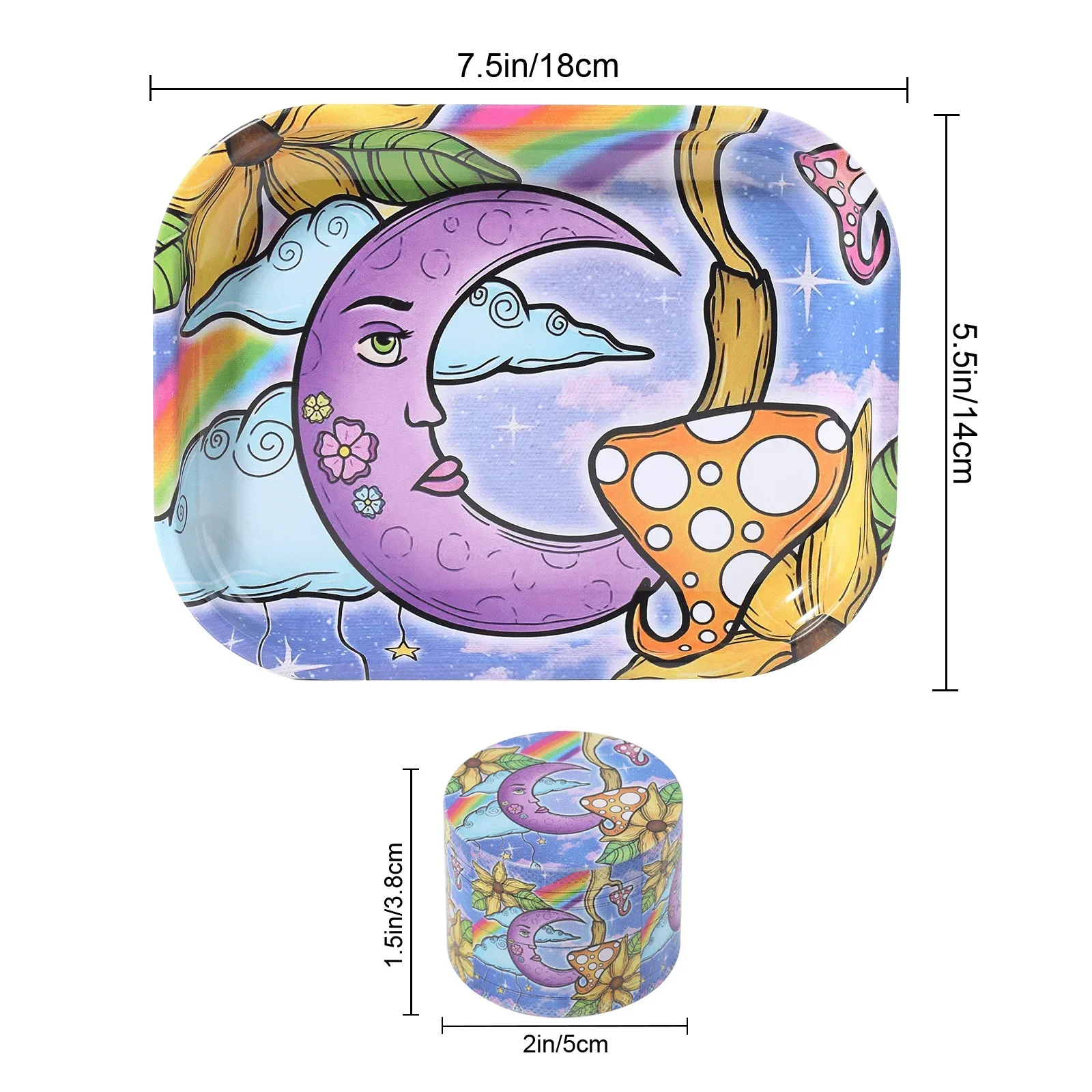 1/2 قطعة مطحنة أعشاب الشمس على شكل قمر أرجواني وصينية لف #3