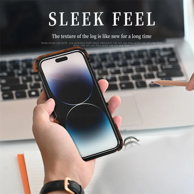 R-JUST Luxury Ironwood 1st Metal Armor Case for iPhone 15 Pro Max XR 11 12 13 Pro 14 Plus Shockproof Contrast Metal & Wood Case