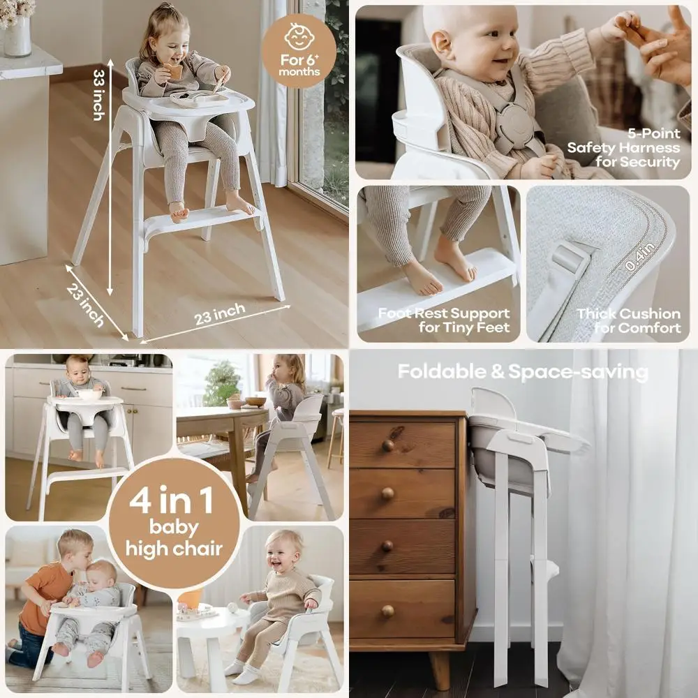 

Стульчик-трансформер для кормления младенцев и малышей с водонепроницаемым сиденьем, легко моющийся стульчик для кормления и обеда