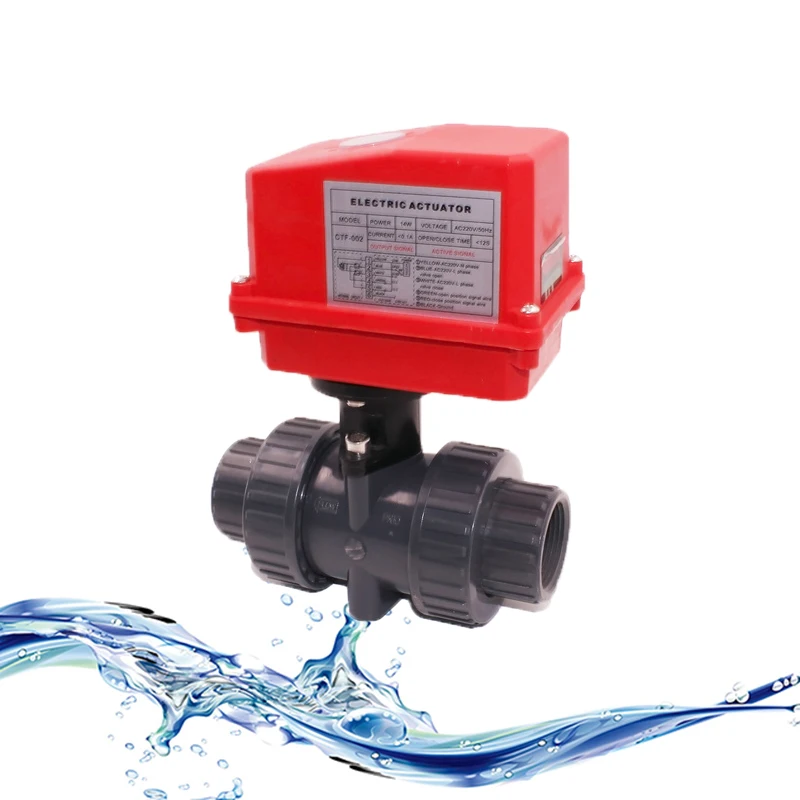 CTF-002 DN40 1.5 inch UPVC Thread Screw Connection Electric Motorized Ball Valve