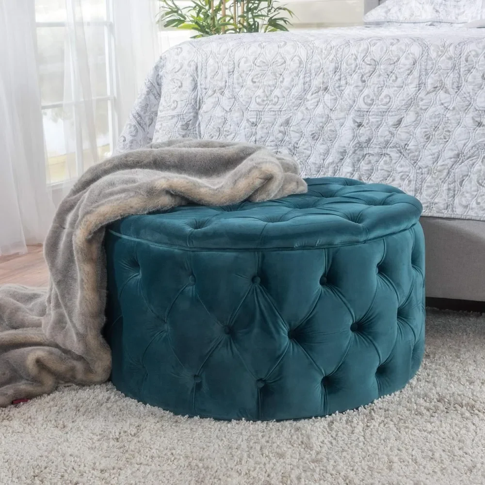 

Velvet Ottoman Folding Sofa Bed Dark Teal Portable Folding Stool Chair Round Freight Free Barstool Bancos Living Room Furniture