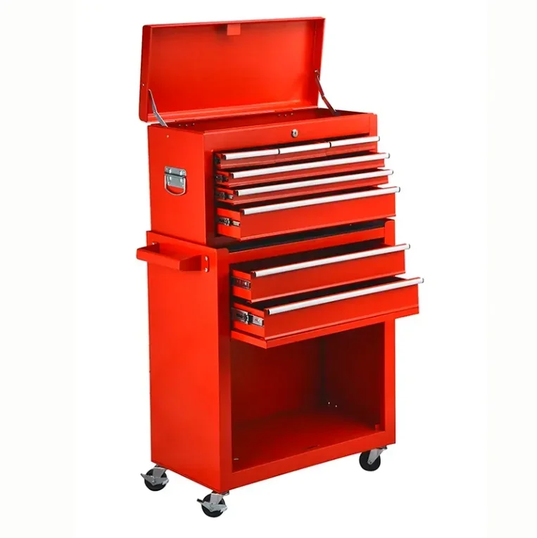 ISO14001 RoHs High Quality Red Metal Mechanical Mobile Automotive Garage Tool Cabinet With Wheels