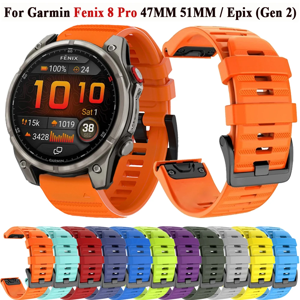 Fenix8 Pro 51mm 47mm Sport Silicone 20/22/26mm Bands For Garmin Fenix 7 7X 6S 6 6X Pro 5S 5 5X Plus 970 Strap QuickFit Bracelet