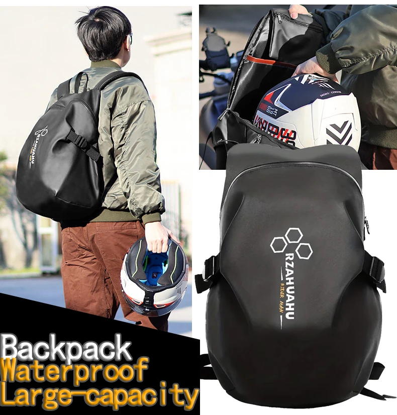 

Black Motorcycle Helmet Backpack Waterproof Laptop Backpack Large Capacity Outdoor Sports Riding Hiking Travel Shoulder Bag