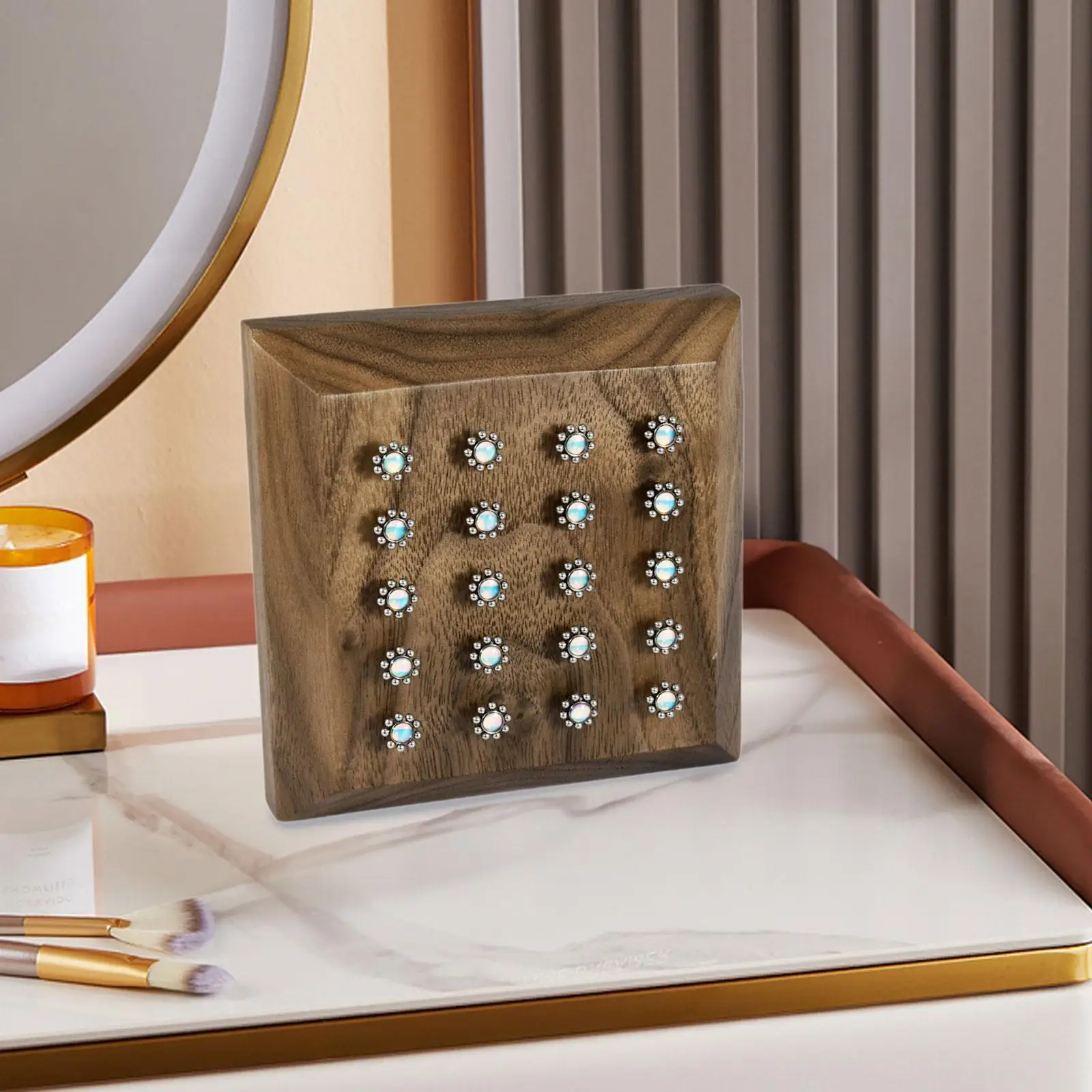 Wood Piercing Jewelry Display Stand Earrings Organizer Rack for Retail Counter and Home Vanity