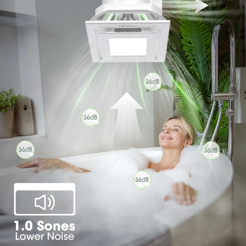 Bathroom Exhaust Fan with Light, 12W Bathroom Fan with LED Light Combo, 120 CFM 1.0 Sones Quiet Bathroom Vent Fan