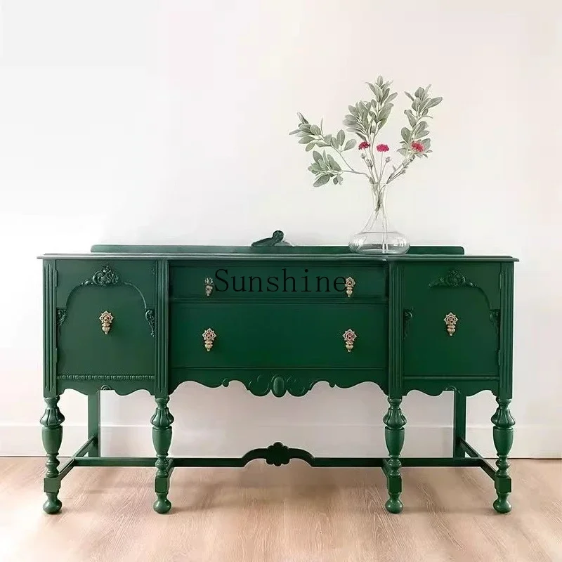 

French retro solid wood entrance entrance cabinet rural living room partition decorative cabinet FT
