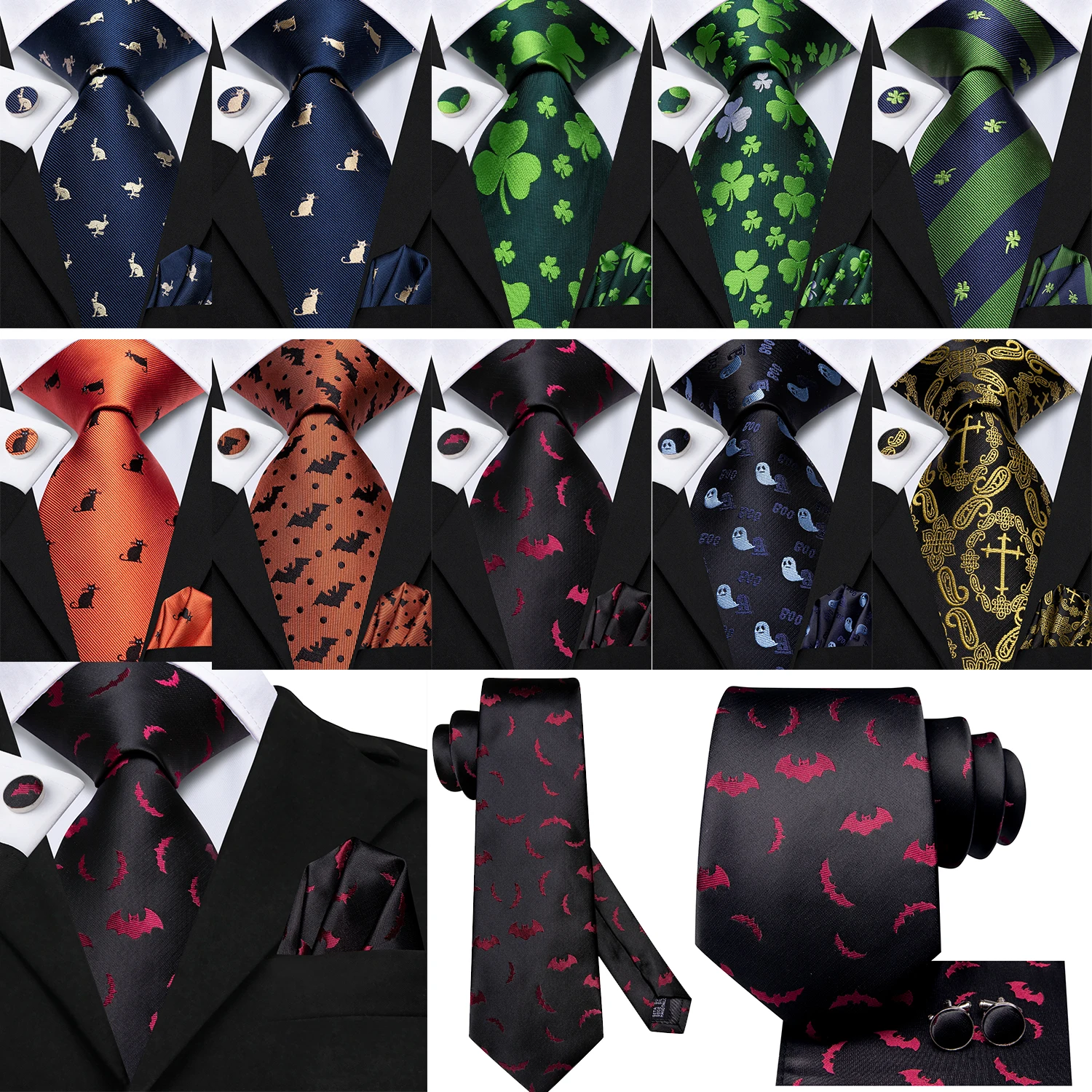 

Hi-Tie Animal Fun галстук 8,5 см, мужской носовой платок, набор запонок, дизайнерский фестиваль, аксессуары для свадебной вечеринки, подарок для мужчин