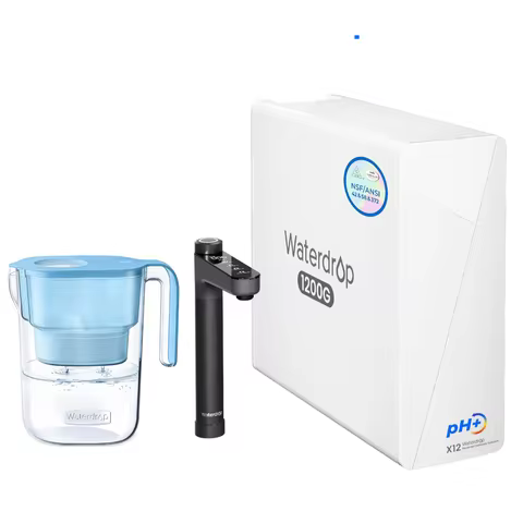 Waterdrop X12-Alkaline Mineral pH+ Tankless Reverse Osmosis System, Including Waterdrop Water Filter Pitcher with 1 Filter