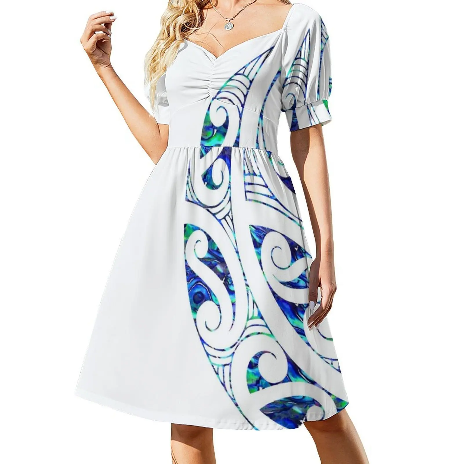 نيوزيلندا Māori Paua Koru القبلية الوشم نيوزيلندي الفن Māori المرأة الشارع الشهير فستان الحفلات العصرية طباعة نادي الملابس للإناث جديد