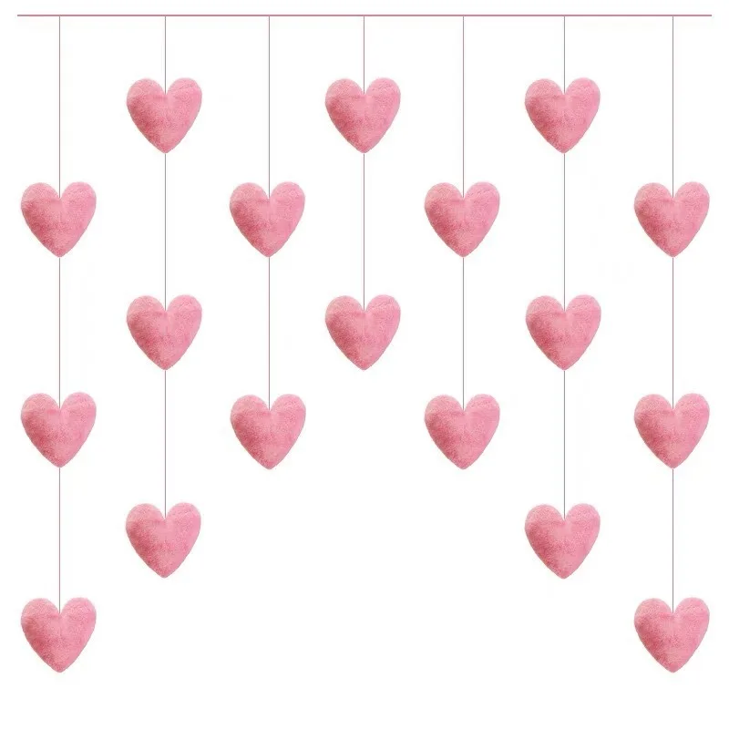 Pink Love Door Curtain Without Punching Wall Decoration Hangings Cute Girly Heart Arrangement High-Value Hanging Curtain